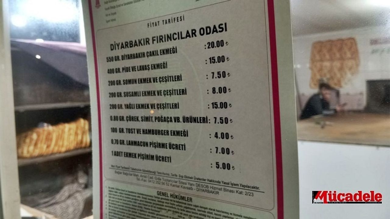 Diyarbakır'da ekmeğe zam! Fiyat listesi asıldı