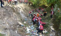 Gönüllüler, doğaya atılan çöpleri topladı