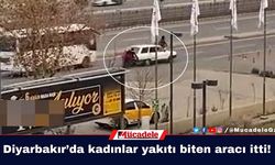 Diyarbakır’da kadınlar yakıtı biten aracı itti