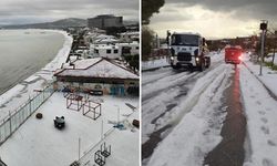 Fındık büyüklüğünde dolu yağdı! Plajlar beyaza büründü