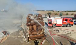 Urfa’da pamuk yüklü kamyonda yangın çıktı