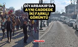 Diyarbakır’da aynı caddede iki farklı görüntü