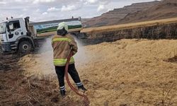 Mardin Derik’te ekili buğday tarlası kül oldu