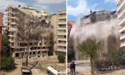 Diyarbakır’da hasarlı bina yıkım sırasında böyle çöktü!