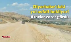 Diyarbakır’daki yol asfalt bekliyor! Araçlar zarar gördü