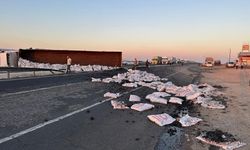 Mardin’de Tır devrildi! Yaralı var