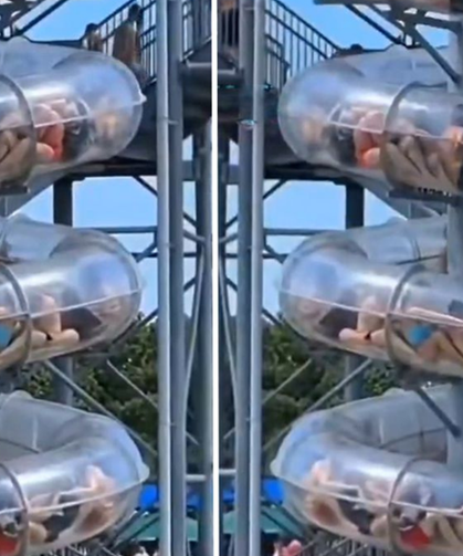 Aqua parkta kabus: Su kaydırağının içinde korku dolu dakikalar!