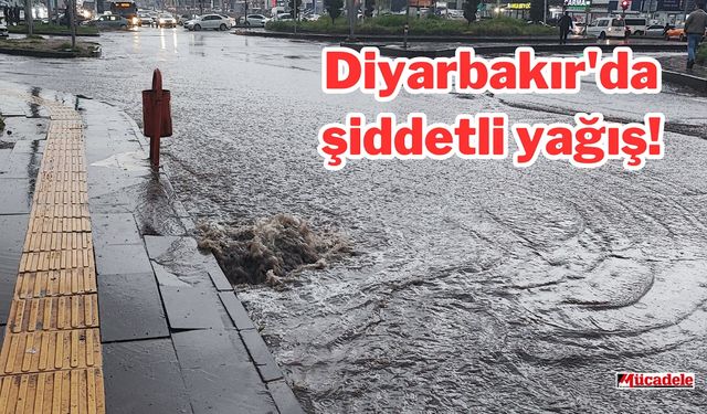 Diyarbakır'da şiddetli yağış! Rögar kapakları taştı