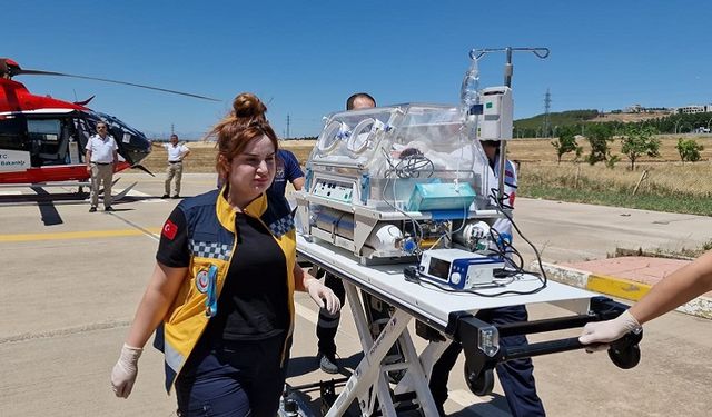 Diyarbakır’da ambulans helikopter bir günlük bebek için uçtu