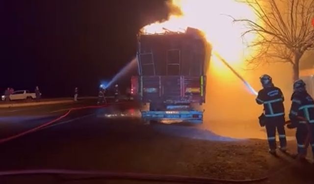 Diyarbakır’da seyir halindeki TIR’da yangın çıktı!