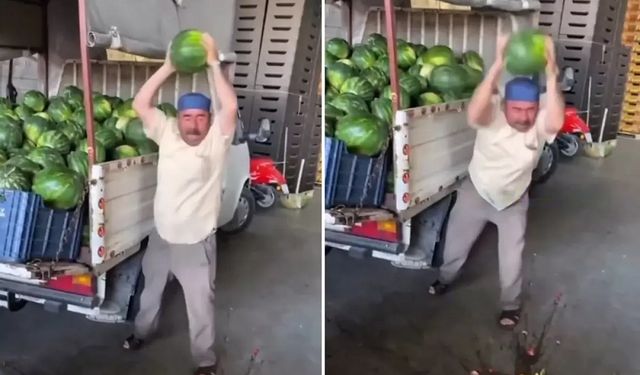 Karpuzu ucuza satmamak için hepsini tek tek parçaladı