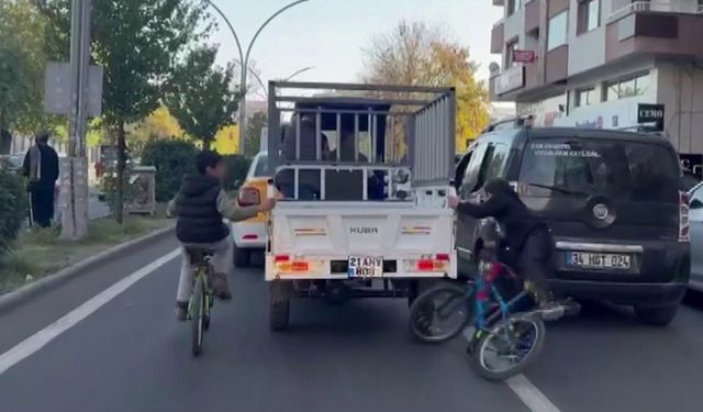 Diyarbakır’da bisiklet sürücüsü son anda kurtuldu!