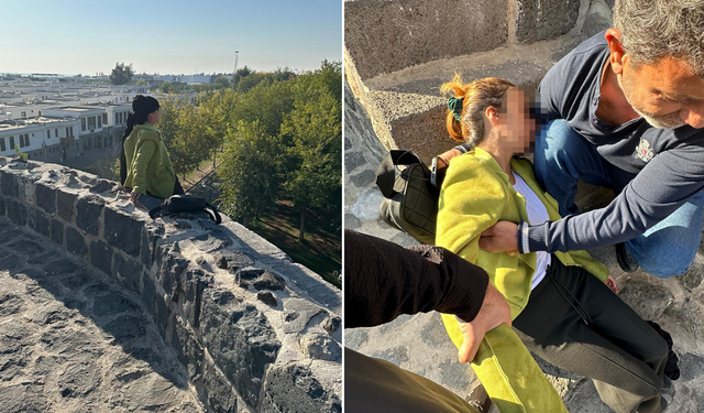 Diyarbakır’da 1 kadın surlardan atlamak istedi: Zabıta ikna etti!