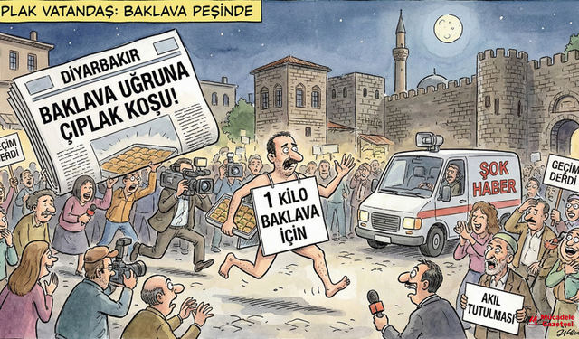 Diyarbakır’da 1 kilo baklava için gecenin bir vakti çıplak yürüdü!