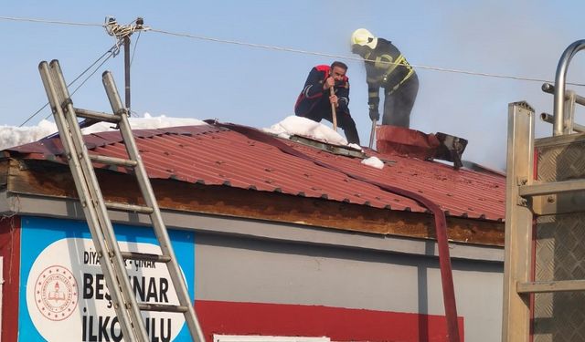 Diyarbakır’da bulunan bir ilkokulda yangın çıktı