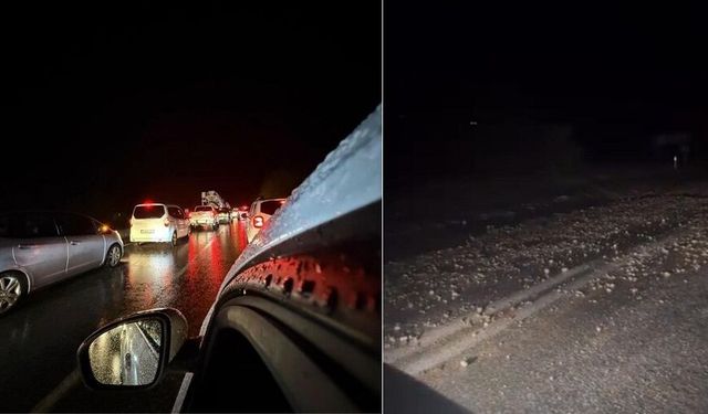 Diyarbakır yolunda taş parçaları düştü: Araç kuyrukları oluştu