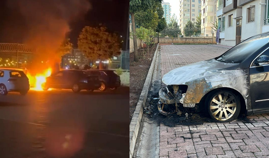 Diyarbakır’da lüks otomobil yandı