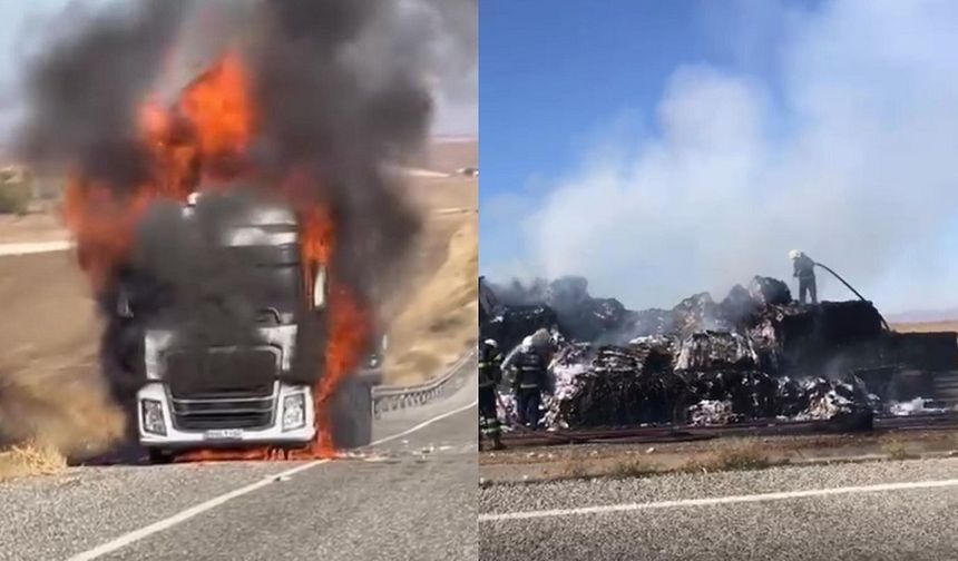 Diyarbakır’da seyir halindeki kağıt yüklü TIR alev alev yandı!