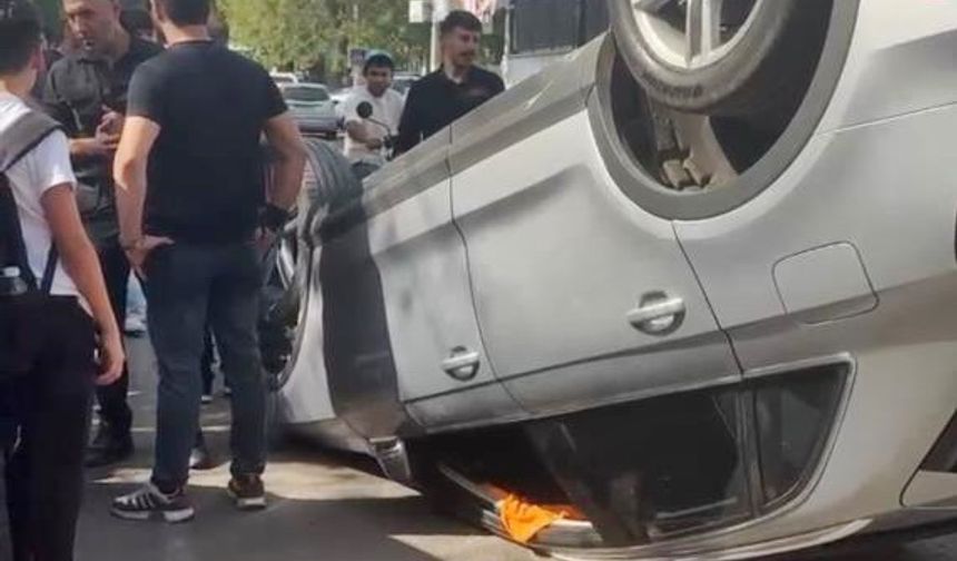 Diyarbakır’da otomobil takla attı: Ehliyetsiz sürücü kaçtı!