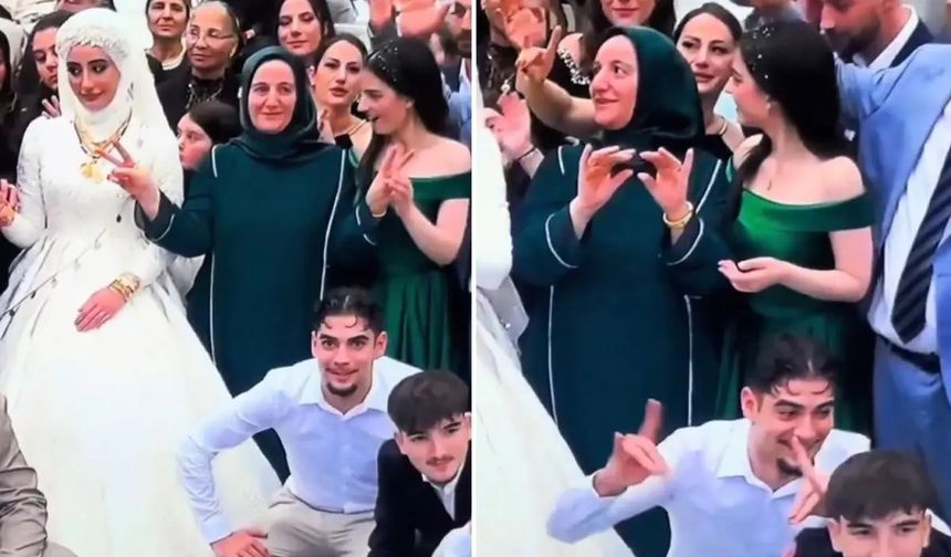 Düğünde herkes ‘bozkurt’ işareti yaptı: Anne ise ‘özgürlük’