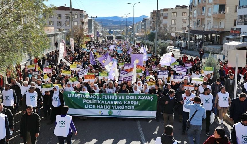 Diyarbakır’ın Lice ilçesinde binlerce kişi yürüdü!