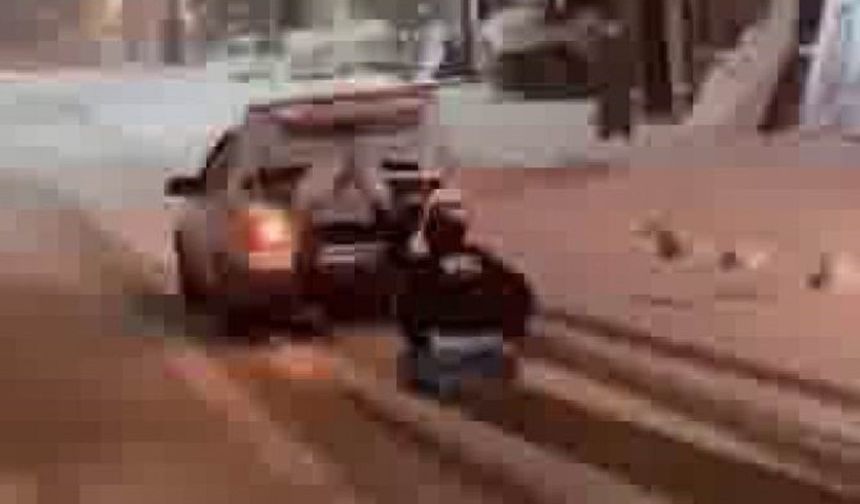 Diyarbakır’da lastik üstünde kayak yaptı: Kartopu saldırısına uğradı