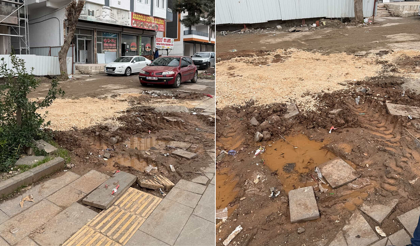 Diyarbakır’daki inşaat kaldırımı tahrip etti: Vatandaş dert yandı!