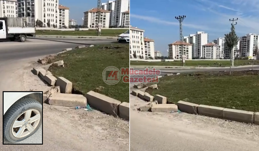 Diyarbakır’da bozuk yol lastiğini patlattı: Vatandaş veryansın etti!