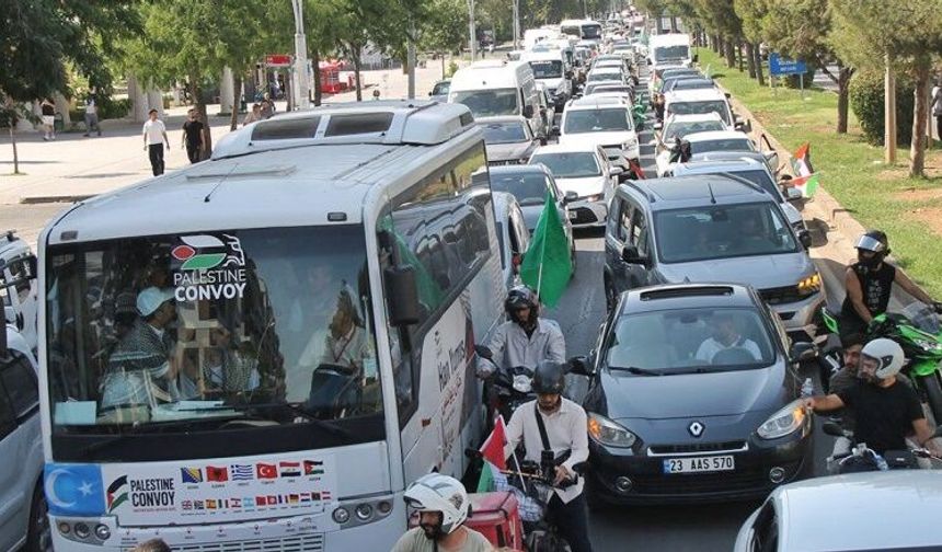 ‘Filistin Konvoyu’ Diyarbakır’da coşkuyla karşılandı!