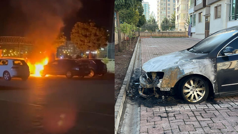 Diyarbakır’da lüks otomobil yandı