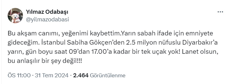 Yılmaz Odabaşı’nın Acı Günü! Diyarbakır’a Gelemiyor