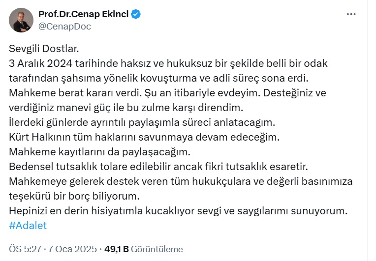 Diyarbakır’da Tutuklu Profesör Tahliye Edilmişti Açıklama Yaptı!