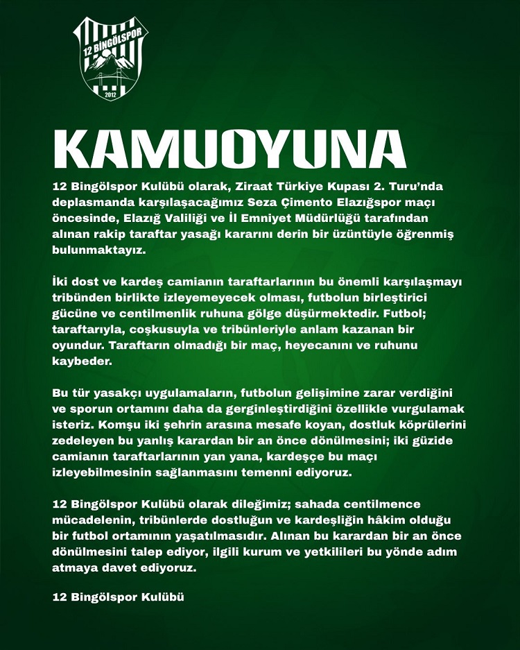 Elazığspor Deplasmanında Bingölspor’a Taraftar Yasağı Geldi!-1