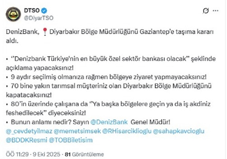 Diyarbakır’daki Bankadan Flaş Karar Taşınıyor!