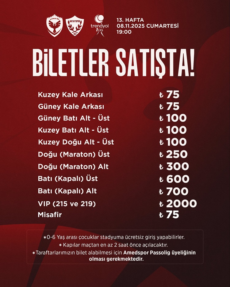 Amedspor Hatayspor Maçının Bilet Fiyatları Belli Oldu!