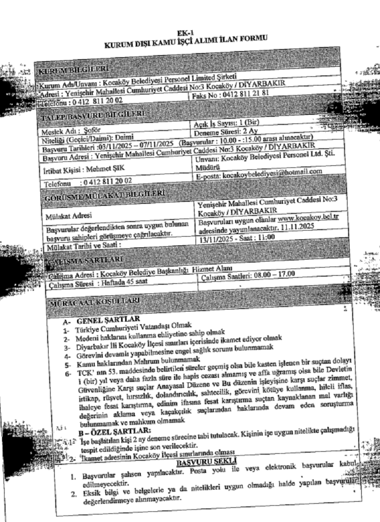 Diyarbakır’daki Belediye Şoför Alımı Yapacak İşte Detayları!