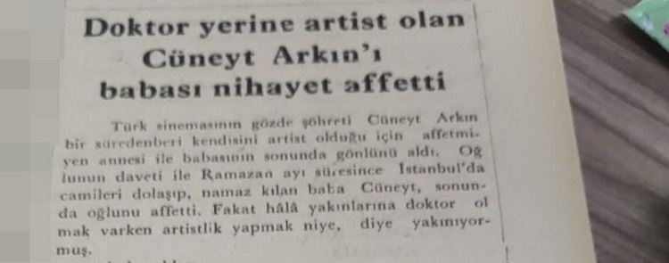 Bir Dönemlerin Manşeti “Doktor Yerine Artist Olan Cüneyt Arkın’ı Babası Affetti!” (1)-1
