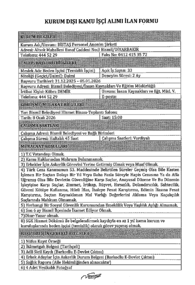 Diyarbakır’daki Belediye 49 Personel Alıyor Birçok Meslek Var!