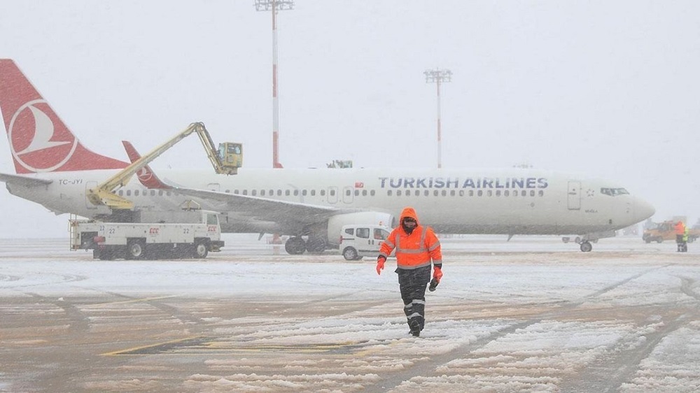 Kış Kar Yağışı Havaalanı Havalimanı Diyarbakır Uçak