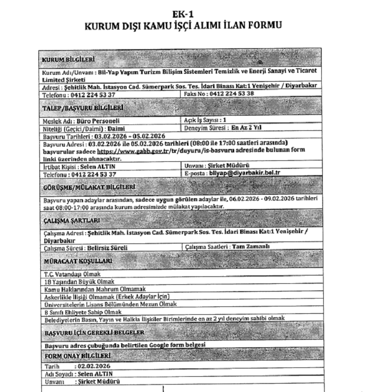 Diyarbakır’da Büro Personeli Alımı Yapılacak İşte Detaylar!