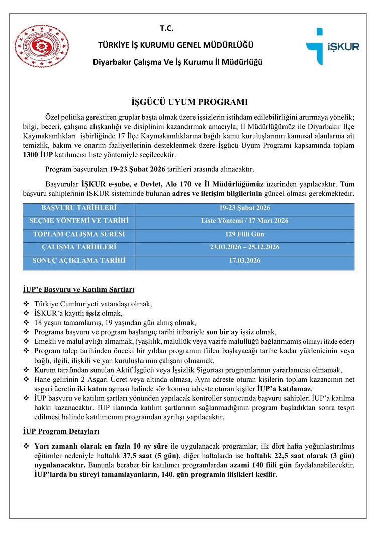 Diyarbakır'da Kaymakamlıklara 1300 Işçi Alınıyor İşte Detayları!