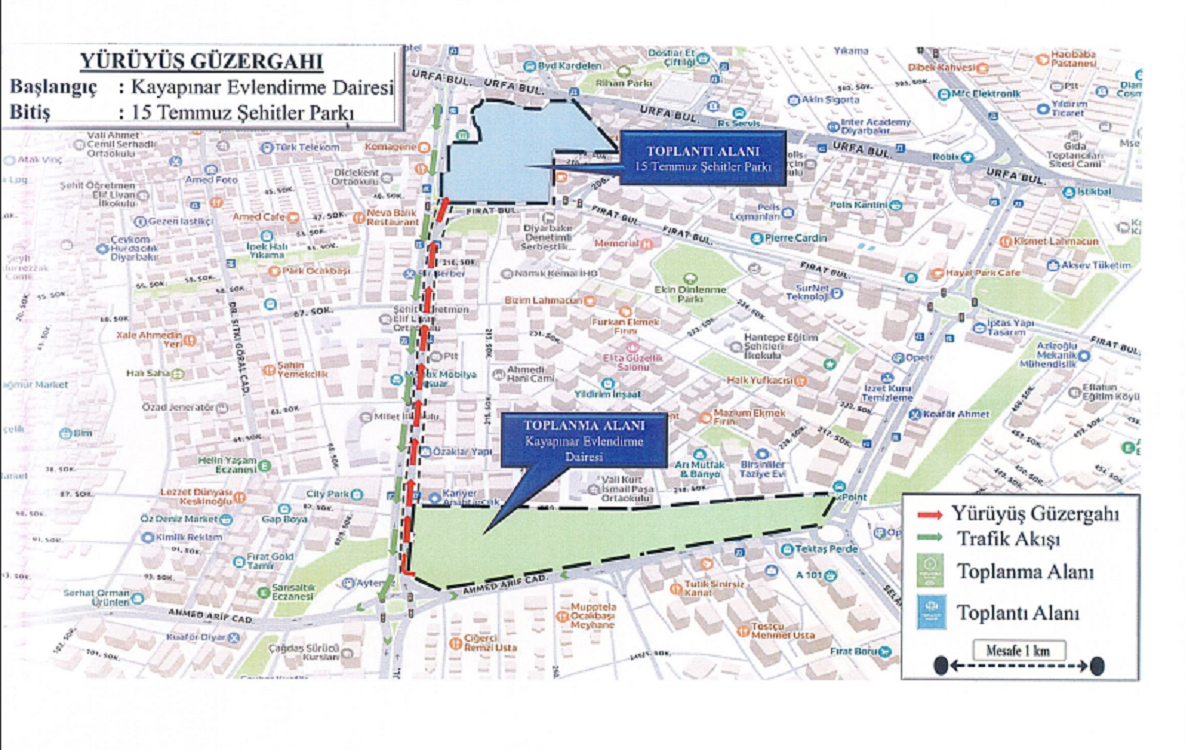 Diclekent Yürüyüş Güzergah
