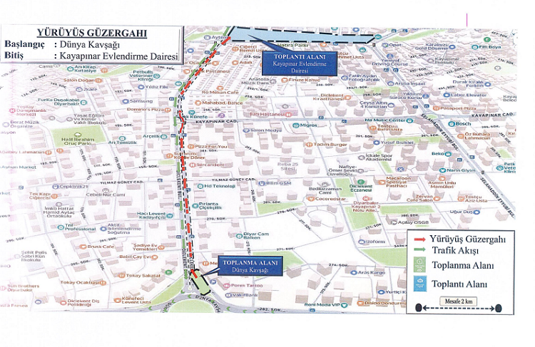 Kayapınar Yürüyüş Güzergah