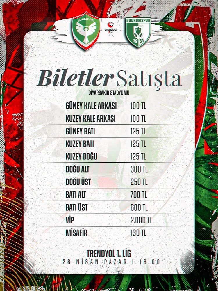 Amedspor Bodrum Fk Biletleri Satışta İşte Fiyatları!