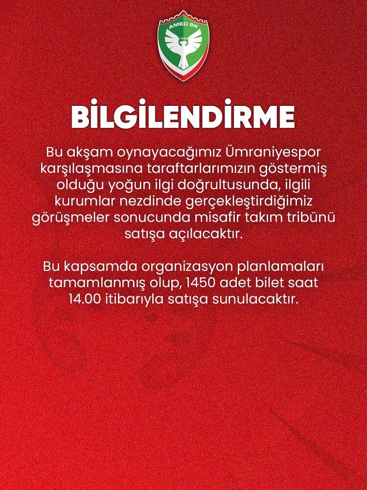 Ümraniyespor Maçı Öncesi Amedspor’dan Müjde!