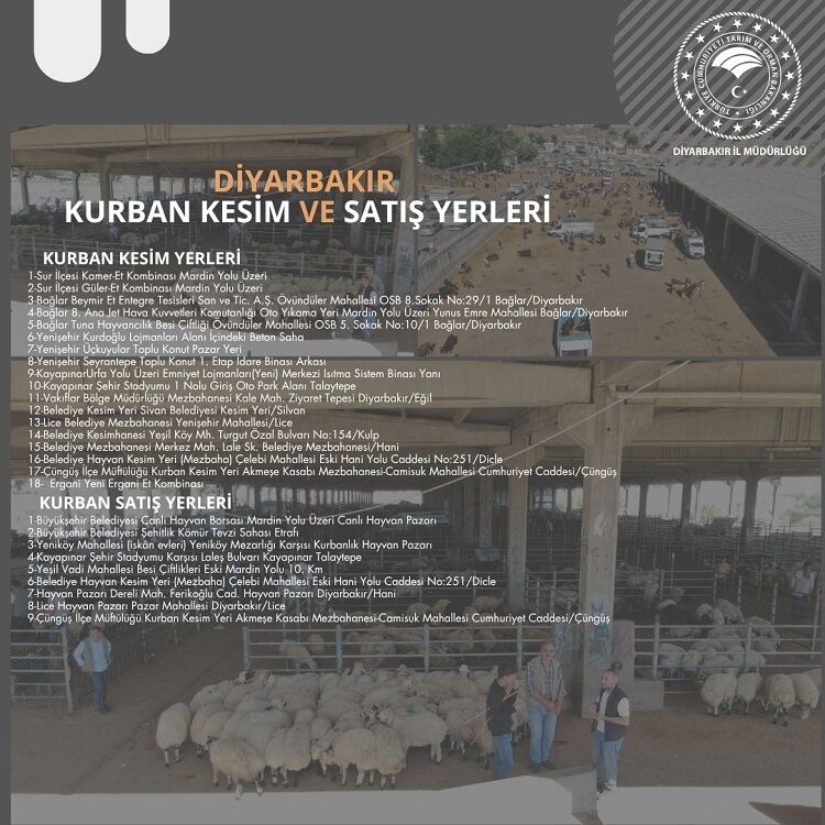 Diyarbakır'da Kurban Satış Ve Kesim Yerleri Belli Oldu!