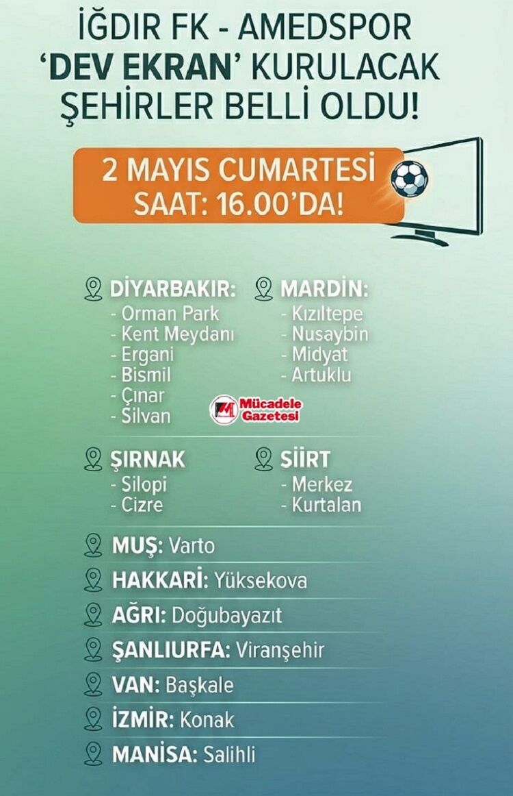 Iğdır Fk Amedspor Maçı Için 'Dev Ekran' Kuracak Şehirler Belli Oldu!