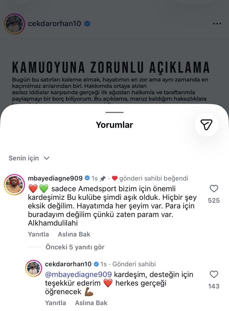 Çekdar Orhan’ın Açıklamalarına Amedspor’un Gol Kralından Destek Geldi!
