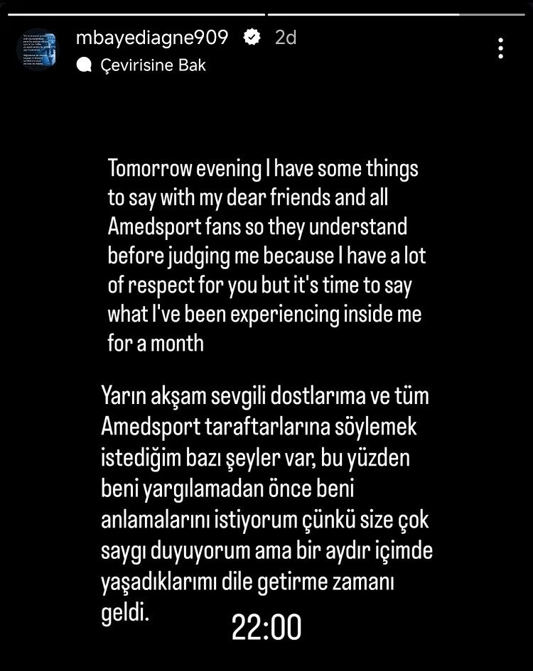 Mbaye Diagne'den Amedspor Camiasını Meraklandıran Çıkış!