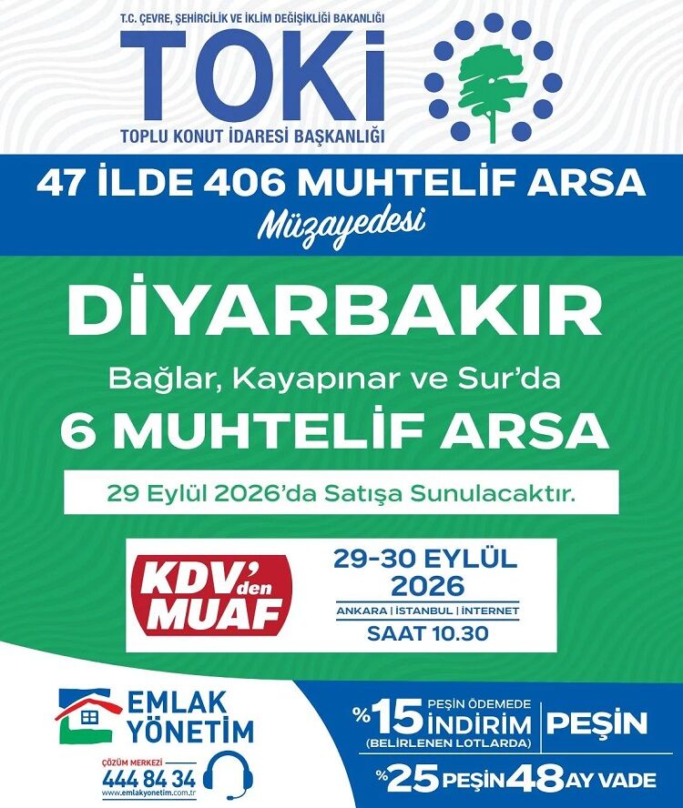 Toki̇ Diyarbakır’da 6 Arsayı Satışa Çıkarıyor Tarihi Belli Oldu!
